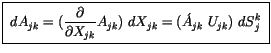 $\displaystyle \fbox{$ \ d A_{jk} = ( \displaystyle\frac {\partial}{\partial X_{jk}}A_{jk} ) \ d X_{jk} = ( \acute A_{jk} \ U_{jk} ) \ {dS}_j^k \ $}$